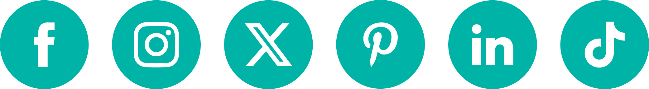 Facebook, Instagram, X, Pinterest, LinkedIn, and TikTok logos
