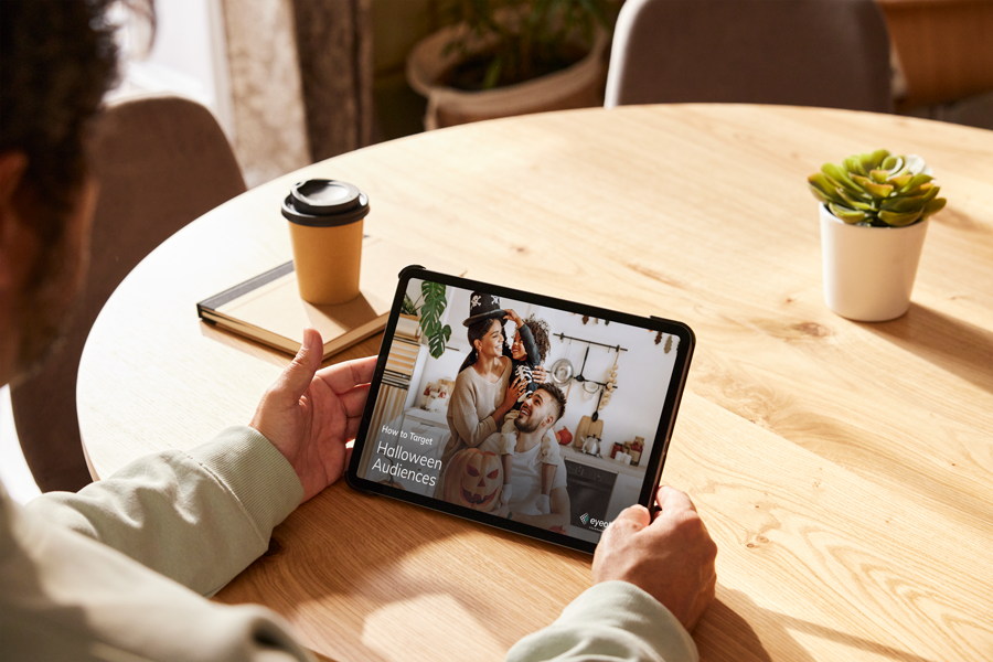 person looking at Eyeota targeting guide on tablet