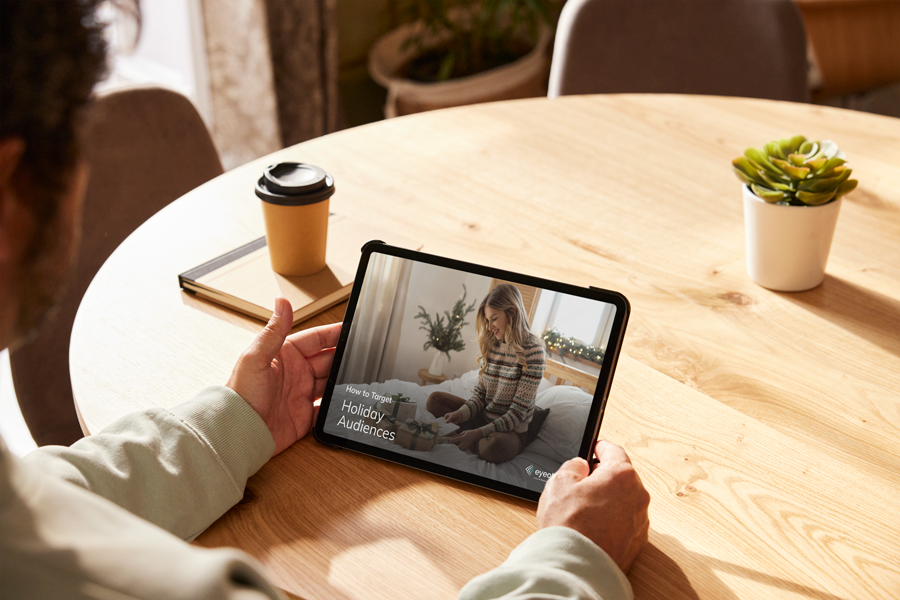 person looking at Eyeota targeting guide on tablet